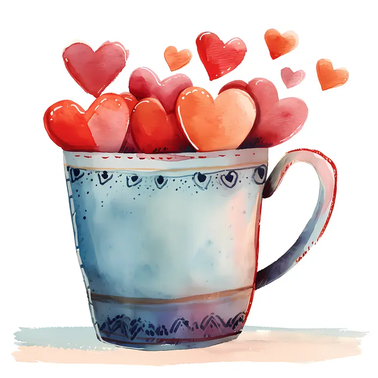 Cup with red hearts