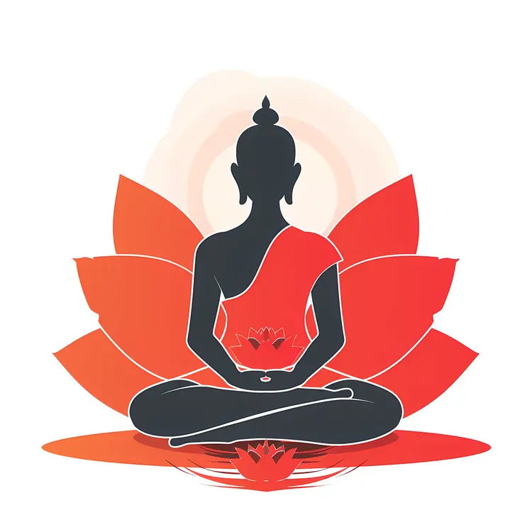 Buddha in Meditation with Red Lotus