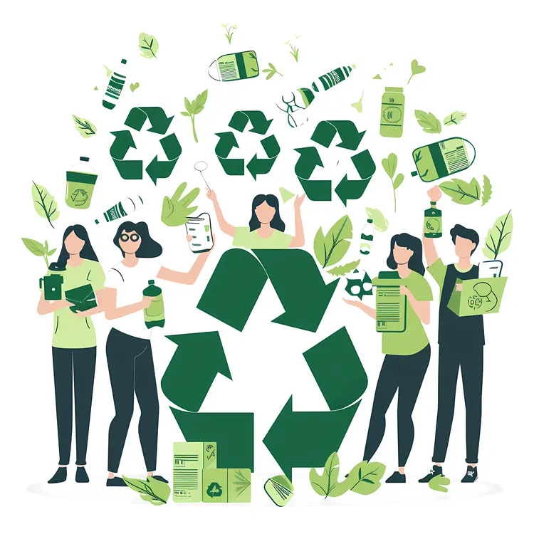 Group of people recycling
