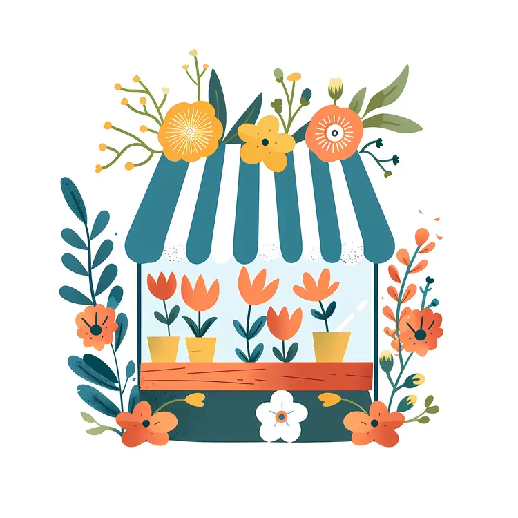 Cute Flower Shop with Colorful Blooms