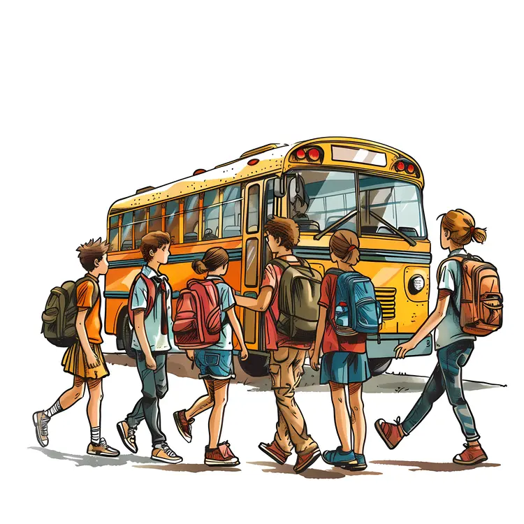 Students Boarding a School Bus