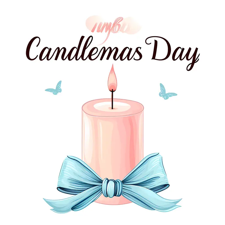 Candle with Blue Bow for Candlemas Day