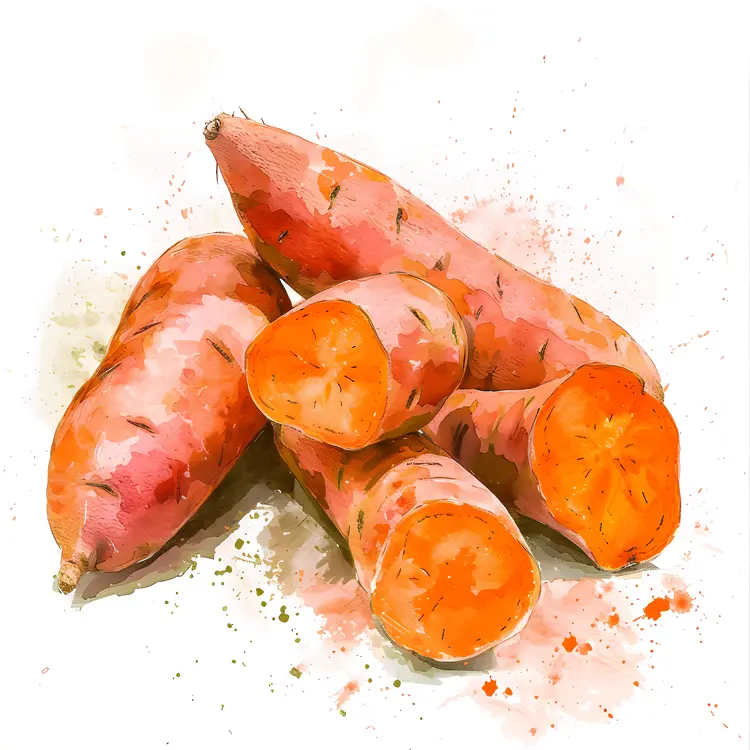 Whole and Sliced Sweet Potatoes