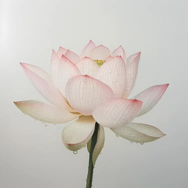 White Lotus Flower with Water Droplets