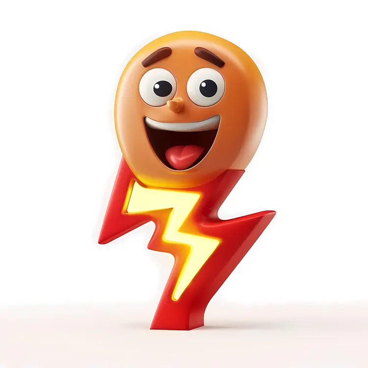 Happy Lightning Emoji Cartoon