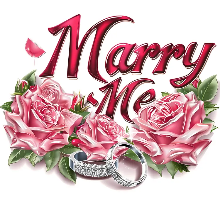 Marry Me Proposal with Roses and Rings