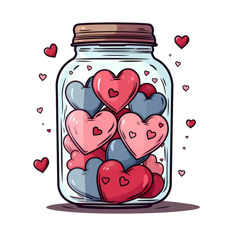 Hearts with Small Heart Patterns in a Jar