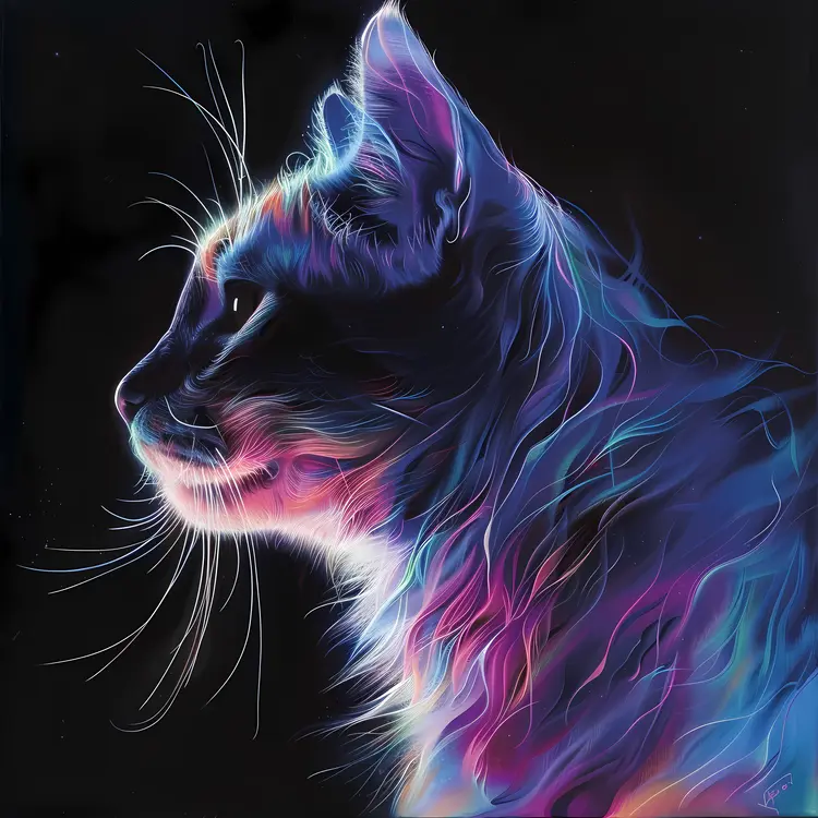 Colorful Cat in Digital Art