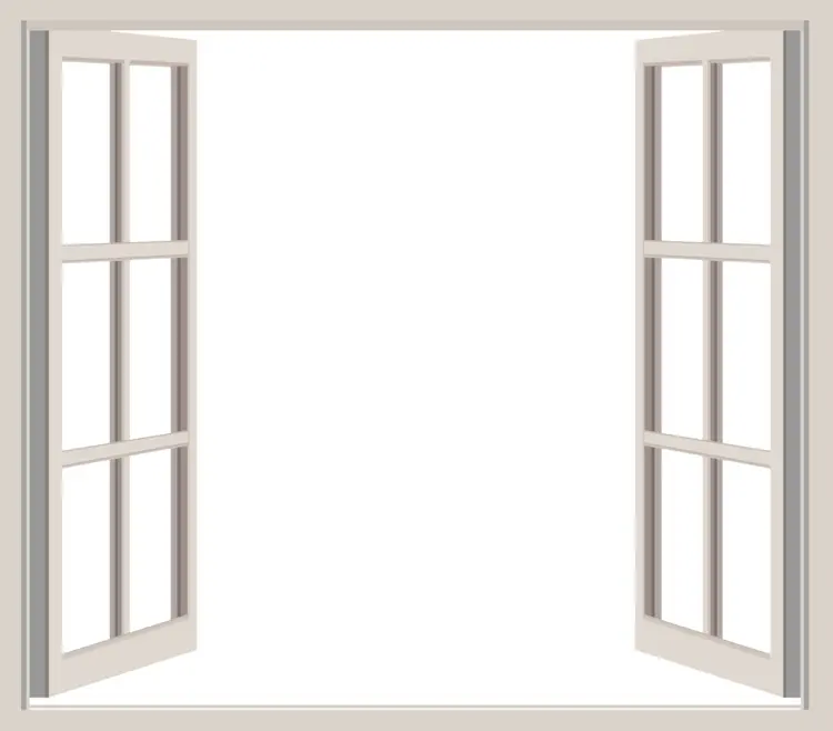 Open Window with Beige Frame