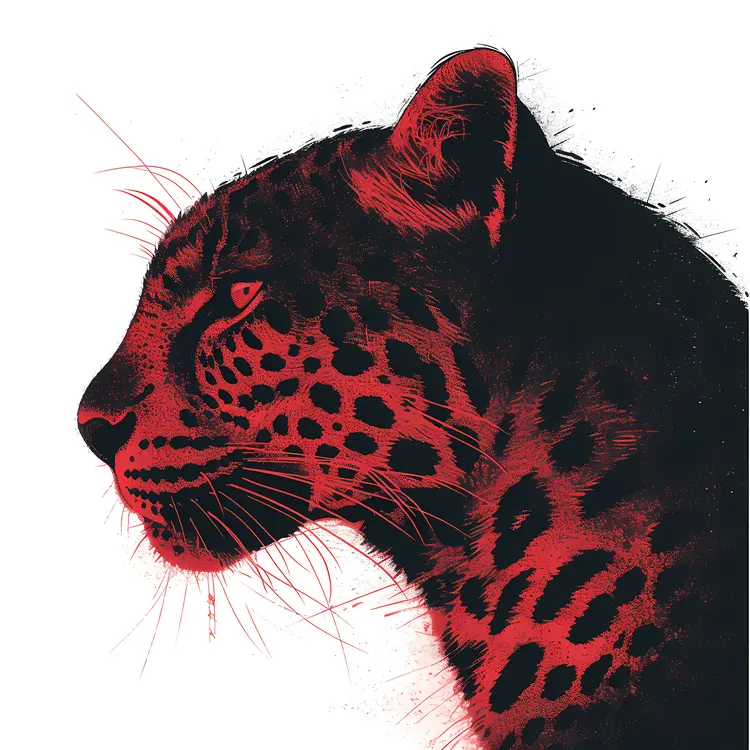 Red and Black Leopard Illustration