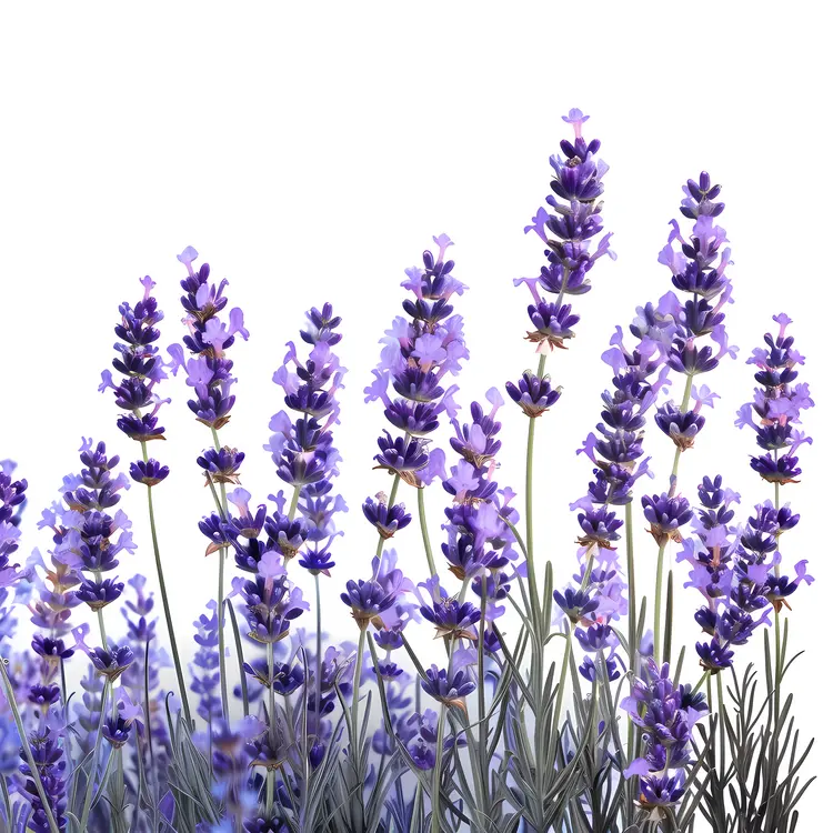 Realistic Purple Lavender Stems