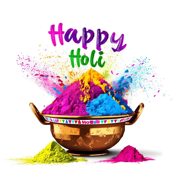 Colorful Holi Powder in Bowl