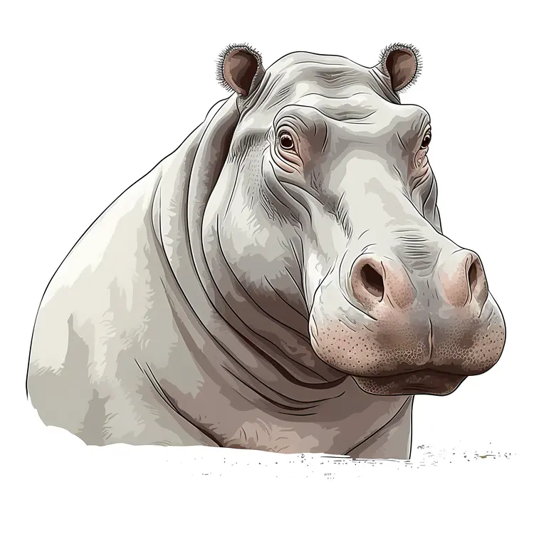 Large Gray Hippopotamus