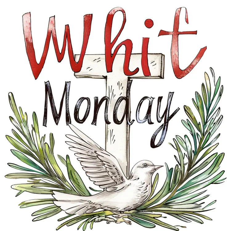 Whit Monday Cross with Dove and Leaves