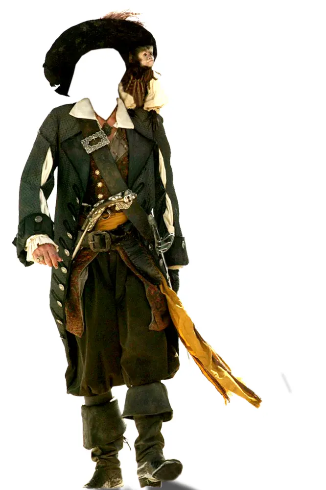 Detailed Pirate Costume with Hat and Sword