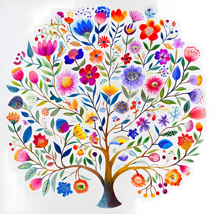 Colorful Flower Tree Illustration