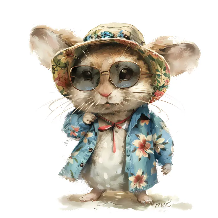 Cute Mouse in Floral Outfit