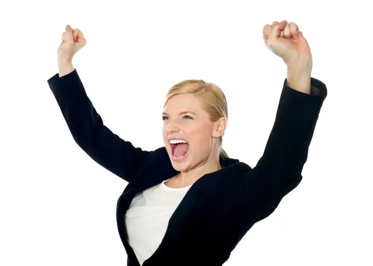 Excited Woman Cheering