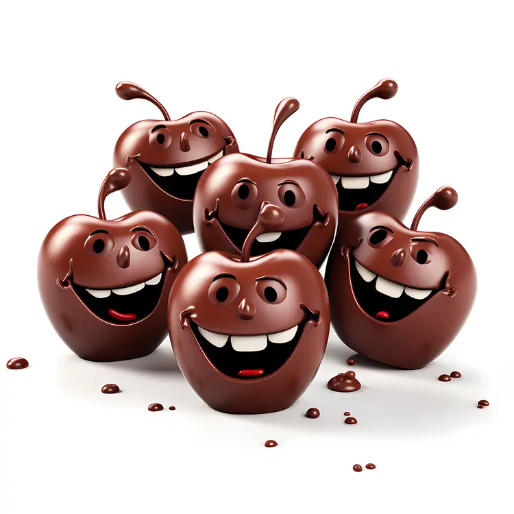 Group of Smiling Chocolate Apples