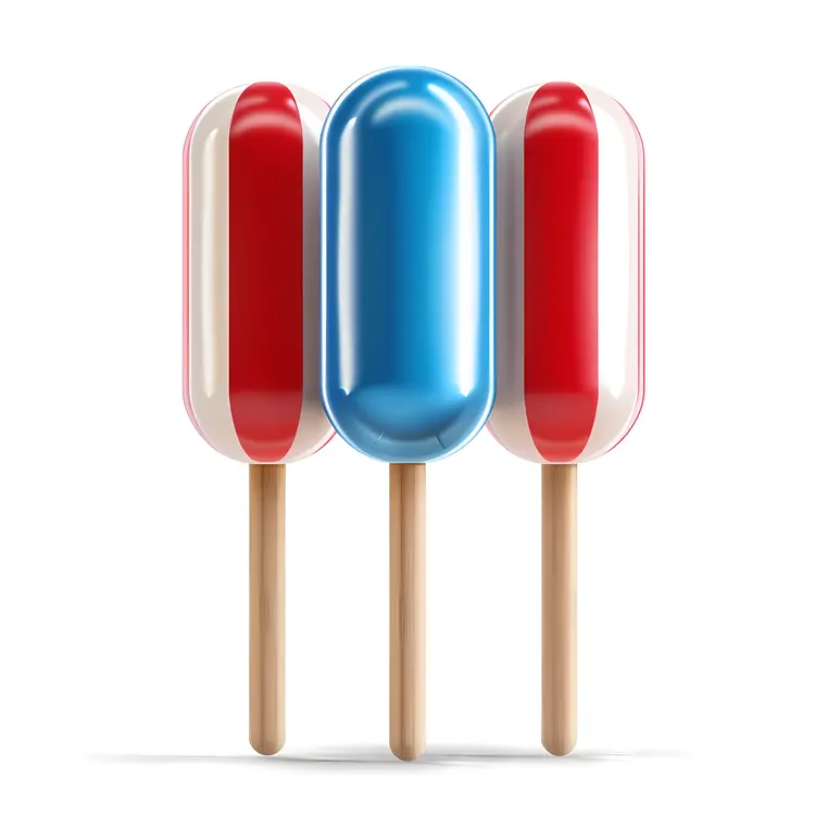 Triple Popsicles in Red, White, and Blue