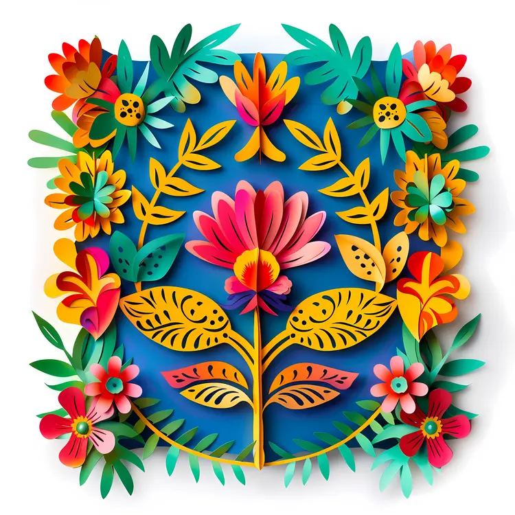 Colorful Paper Flowers in Artistic Arrangement