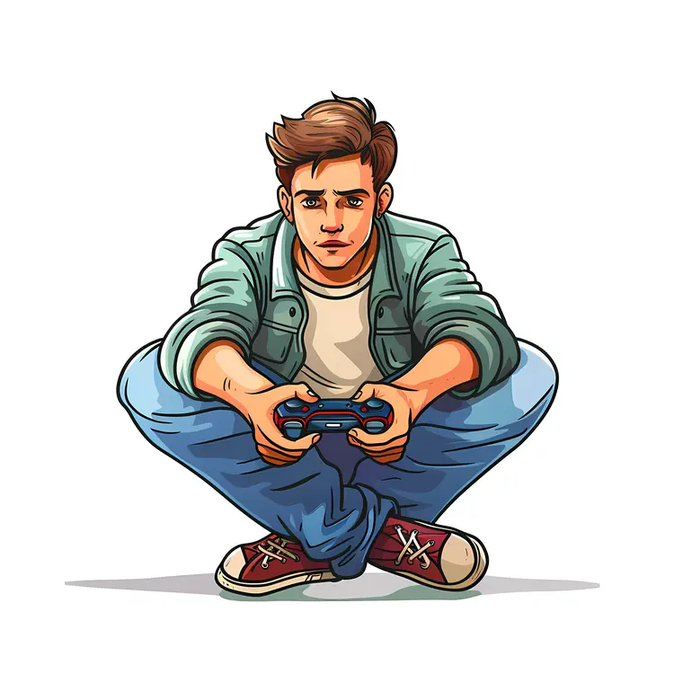 Boy in Casual Wear Playing Video Games