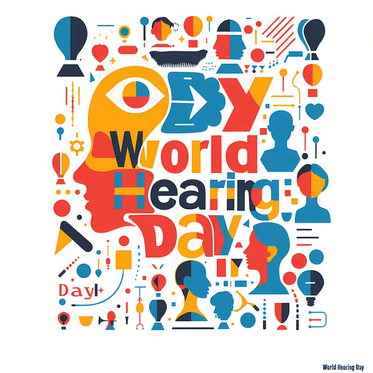 World Hearing Day Colorful Stamp