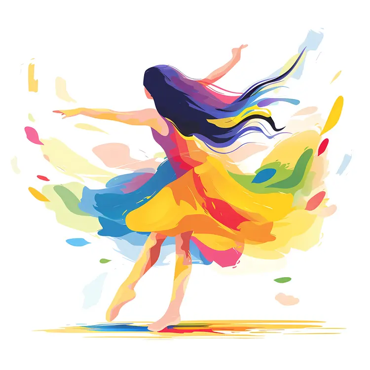 Happy Colorful Dancing Woman