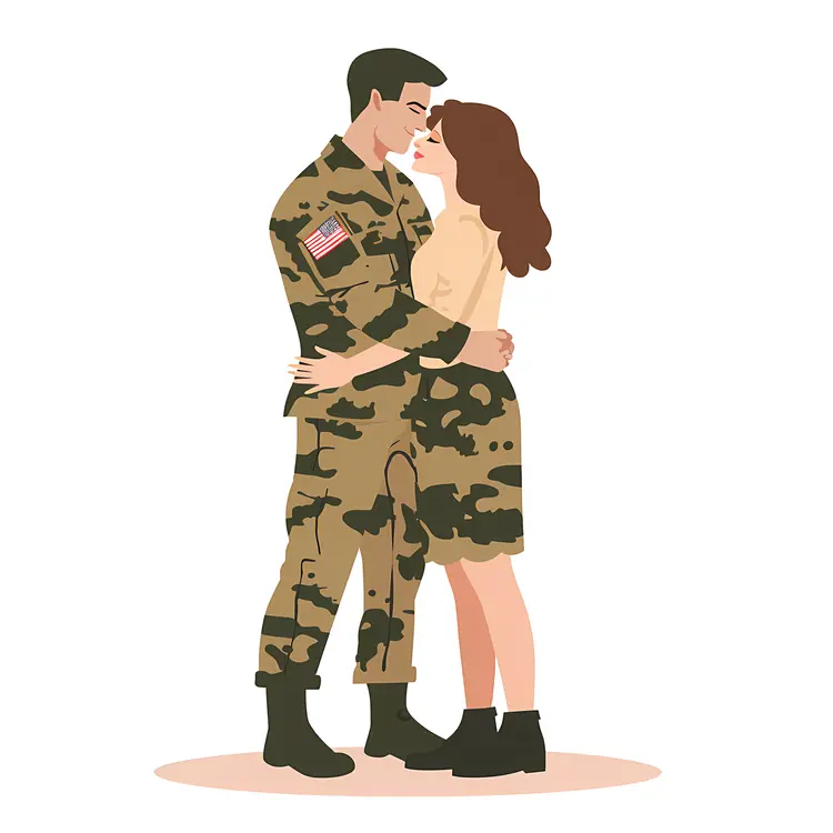 Military Couple Hugging