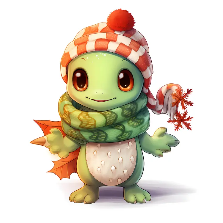 Cute Lizard with Scarf and Hat