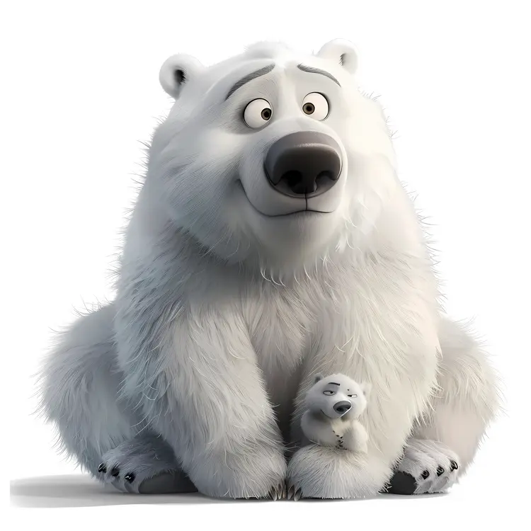 Cartoon Polar Bear with Cub