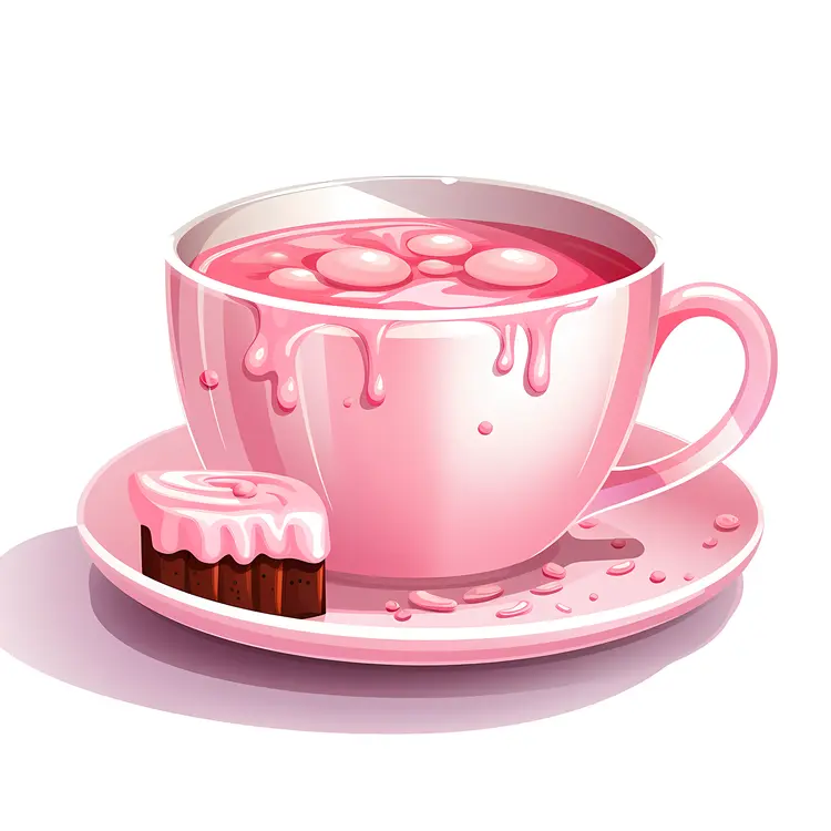 Adorable pink cup with a dessert for a sweet treat