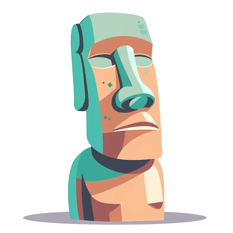 Colorful Moai Statue Illustration