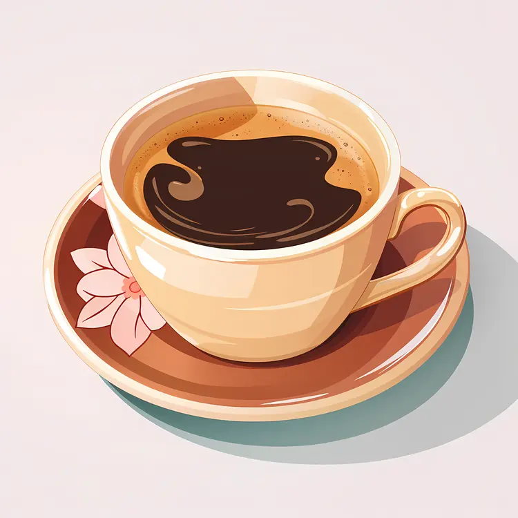 Coffee Cup with Flower Saucer