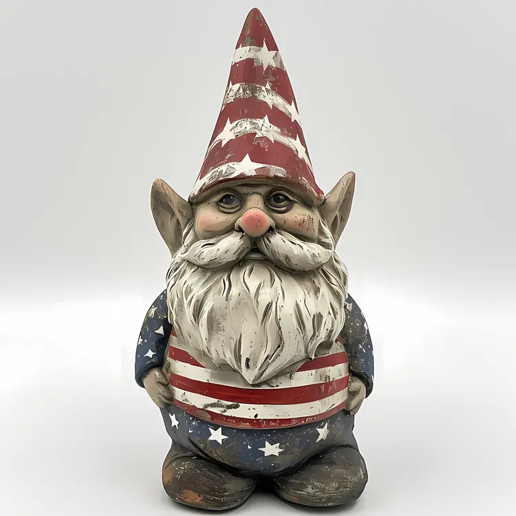 Gnome with Striped Hat and Star Shirt