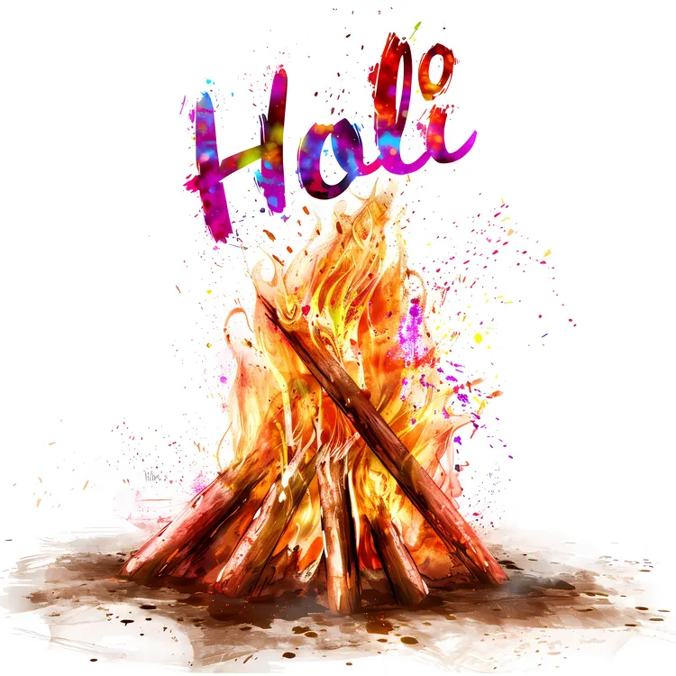 Holi Festival with Bonfire and Colors