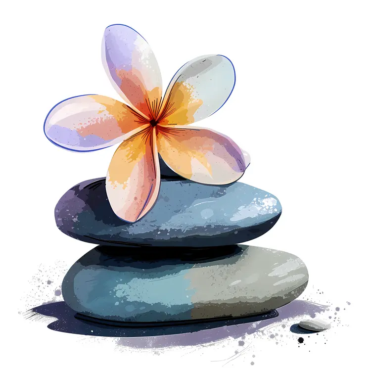 Zen Stacked Stones with Single Flower