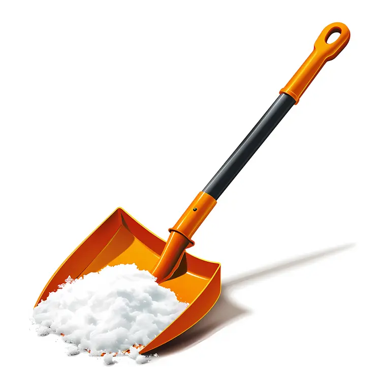 Orange Shovel with Snow