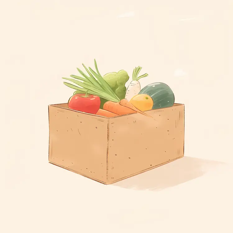 Fresh Vegetable Box with Carrots and Lettuce