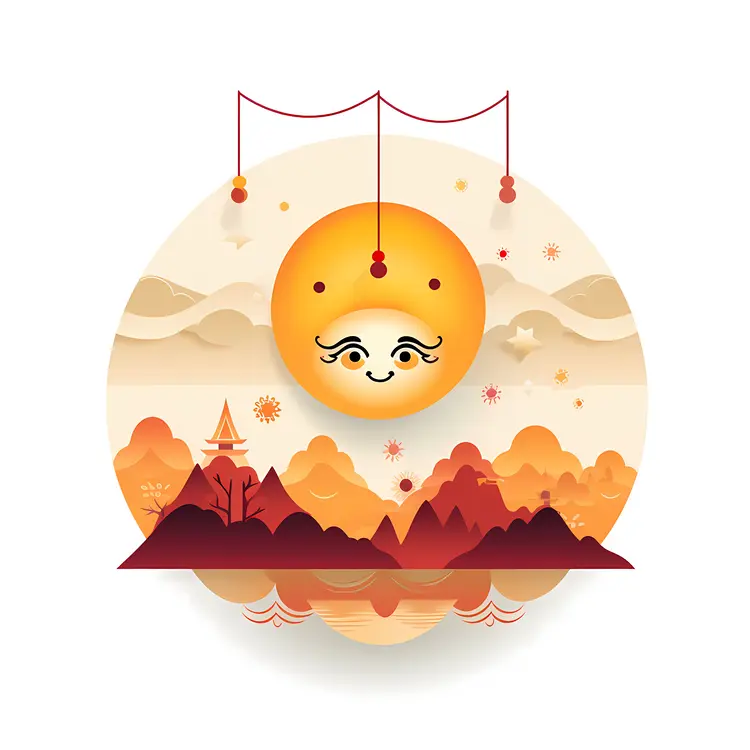 Smiling Sun over Mountains