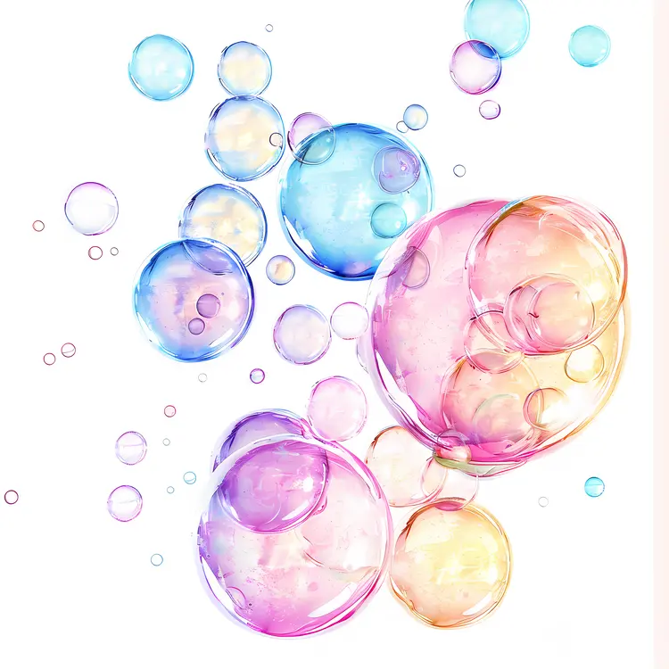 Colorful Bubbles on White Background