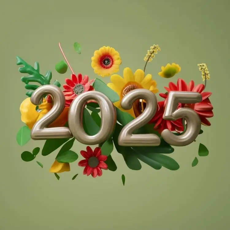 2025 New Year with Floral Decorations