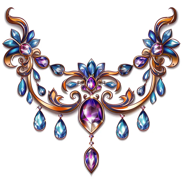 Elegant Necklace with Blue Gems