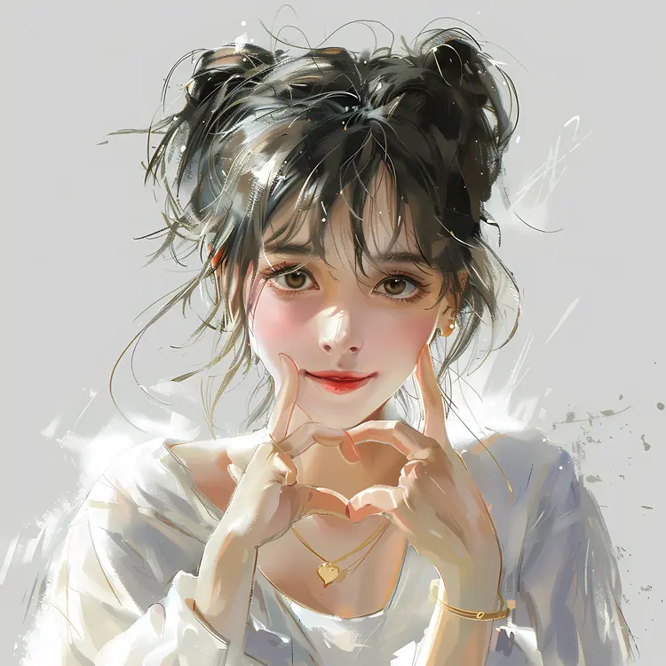 Illustration of Woman Making Heart Shape