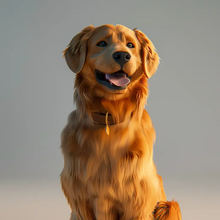 Realistic Golden Retriever Sitting