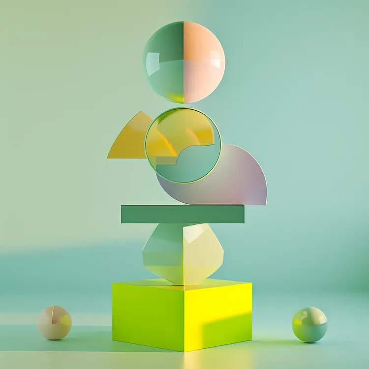 Colorful Stacked Geometric Shapes