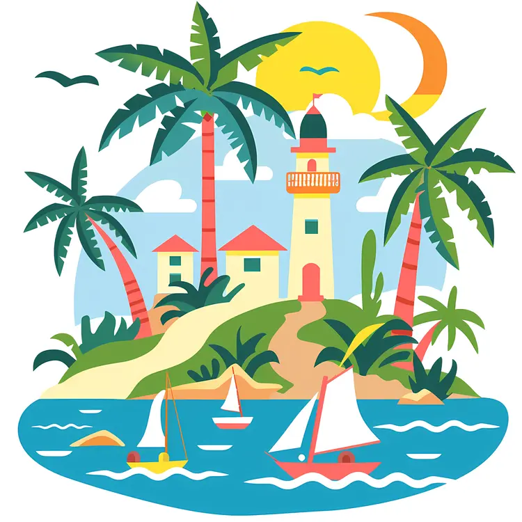 Tropical Island with Lighthouse