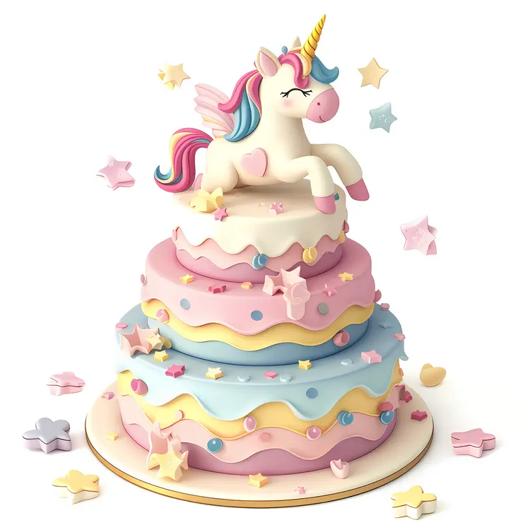 Three-tier Unicorn Birthday Cake