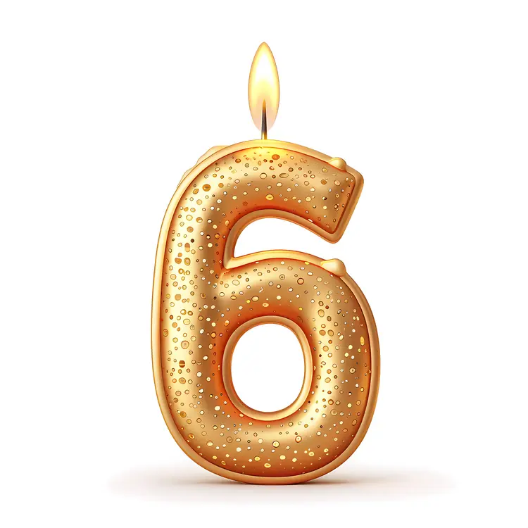 Golden Number 6 Candle