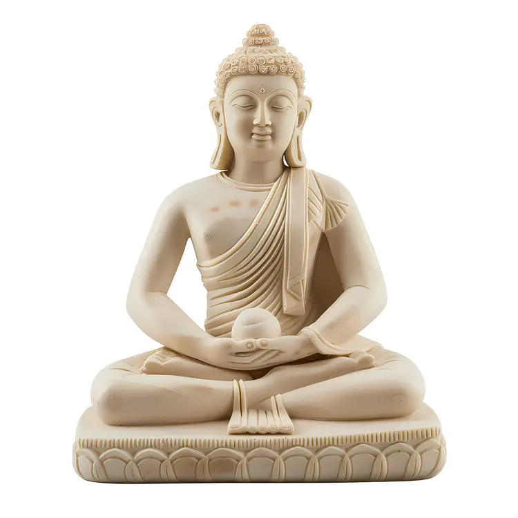 Beige Buddha Statue in Meditation Pose